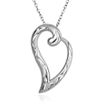 Sterling Silver Abstract Open Heart Pendant, 18"