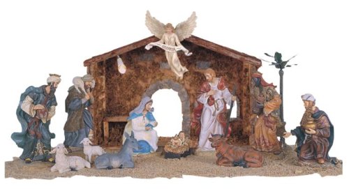 12 Piece Nativity Set Holy Religious Figurines With Manger And Light