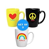 NOVELTY "PEACE AND LOVE" MUG SET OF 3