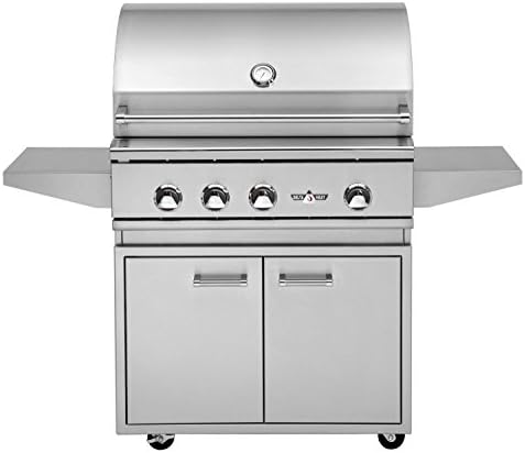 Delta Heat 32 Inch Propane (LP) Gas Grill On Double Door Cabinet with Infrared Rotisserie