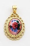 Multi-Color Enameled Flowers Charm, 14K Yellow Gold