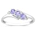 10k White Gold Tanzanite and Diamond 3 Stone Ring (0.018 cttw, GHI Color, I2-I3 Clarity), Size 6