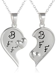 Sterling Silver Breakaway BFF Heart Two Chains Pendant Necklace, 18"