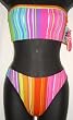 Juniors Bandeau Top / Modified Bottom Swimsuit - Green Multi Stripe