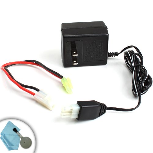 Universal AC Battery Pack Charger for NiMH / NiCD 6.0V – 9.6V Mini/Standard Tamiya Airsoft and RC Batteries **Includes Cleaning Kit**
