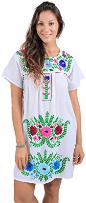 Spun Vintage Style Women's Dress Tunic (SYE Design) Free Size Multi-Color Embroidery White