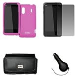 EMPIRE Black Leather Case Pouch with Belt Clip and Belt Loops + Hot Pink Si ....