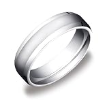 10k White Gold 6mm Comfort Fit Mens Wedding Band Featuring A High Polished Finish And Beveled Cut...