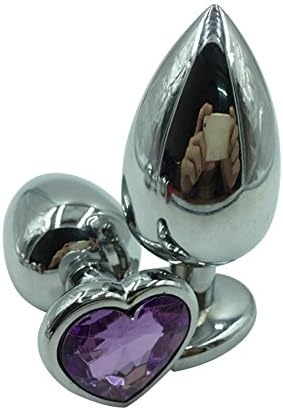 Loveria Free Shipping Great gift,New Heart Shape Stainless Steel Butt Anal Plug Cosplay Sex Game Increase Sex Fun for Women/lover/couple(Medium) (Light Purple)