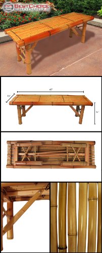New Tiki Bamboo Bench Tropical Coffee Table Patio Bar Bench