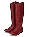 Breckelle AE45 Women Leatherette Round Toe Riding Knee High Boot - Red