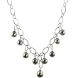 HinsonGayle Glamour Collection Multicolored Peacock Black Cultured Tahitian Baroque Pearl Chain Necklace (Sterling Silver)