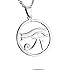 HooAMI Mens Womens Silver Egyptian Eye of Horus Pendant Necklace Stainless Steel Jewelry 22 inch Chain