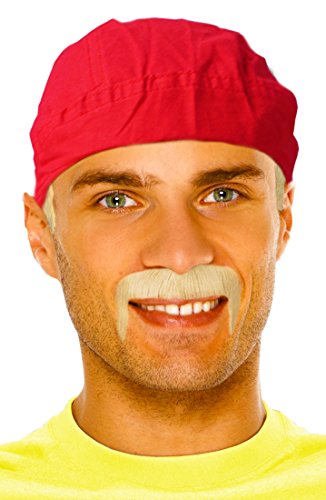 Tough Guy Biker or Wrestling Champ Costume Set With Skull Cap and Mustache