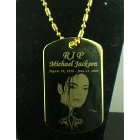 Michael Jackson RIP medium dog tag pendant necklace