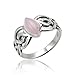925 Sterling Silver Genuine Rose Quartz Stone Celtic Double Infinity Knot Ring - Nickle Free