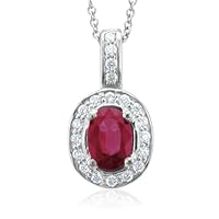 14k White Gold Natural Ruby and Diamond Necklace (G, SI2, 1.45 cttw) Certificate of Authenticity