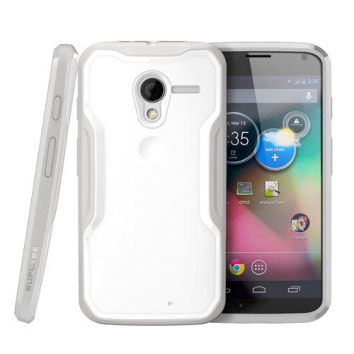 Moto X Phone Case, SUPCASE Unicorn Beetle Series Premium Hybrid Protective Bumper Case for Motorola Moto X Phone, White/Gray [Free HD Clear Screen Protector, Bubble Free Installation Instruction Included]