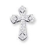 14k White Gold Filigree Diamond Cross Pendant