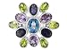 14.90CTW BLUE TOPAZ, AMETHYST, PERIDOT AND IOLITE STERLING SILVER RING