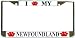 I Love My Newfoundland Paw Prints Dog Chrome Metal License Plate Frame Holder