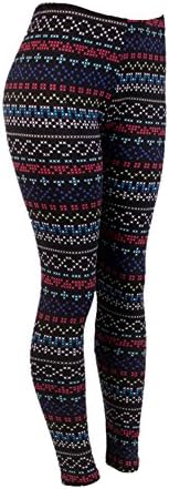 ShoSho Women's Plus Size Fleece Lined Colorful Tribal Print Leggings-3XL/4XL-Mosaic