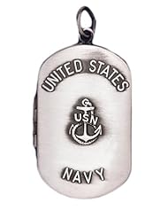 Sterling Silver US Navy 2 Photo Dog Tag Military Locket