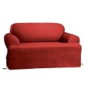 Sure Fit Cotton Duck T-Cushion Loveseat Slipcover - Claret