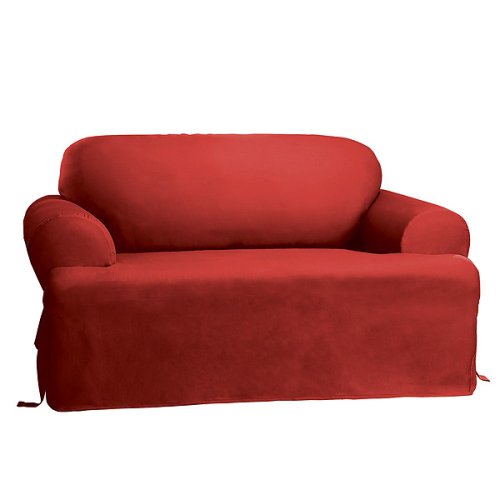 Sure Fit Cotton Duck T-Cushion Sofa Slipcover - Claret