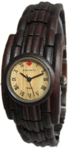 Tense Bamboo Round Dark Sandalewood Bracelet Womens Watch B8009D
