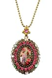 Michal Negrin She-Shy Pupa Cameo Locket Necklace Made From Brass Decorated With Fuchsia Swarovski Crystals pupa