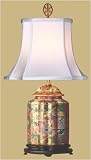 Asian Furniture & D&eacute;cor - 23" Fine Chinese Rose Medallion Fluted Jar Decorative Oriental Table Lamp