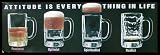 Attitude is Everything (Beer) Black Wood-Mounted Art Poster Print - 12 X 36