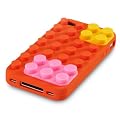 IPHONE 4S / IPHONE 4 LEGO BRICK STYLE SILICONE SKIN CASE / COVER / SHELL - ORANGE PART OF THE QUBITS ACCESSORIES RANGE