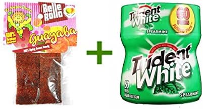 EL SUPER LEON PEG RELLE ROLO GUAYABA 12/2oz, (2 PACK), TRIDENT WHITE GUM SPEARMINT - Bottle 1/60pcs