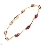 Bracelet With 5.35ctw Precious Stones - Genuine Diamonds and Rubies in 14K Yellow Gold. Total item weight 6.7g Length 7.5in