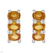 Three-stone Earrings With 1.50ctw Genuine Sapphires Made in 925 Sterling silver Length 10mm