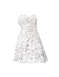 Strapless Short Beaded Fitted Applique Sequined Lace  Dress