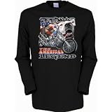 Motorrad Biker PitBull The American Legend Langarmshirt f&uuml;r Damen in schwarz