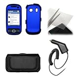Samsung Seek M350 Premium Black Leather Carrying Case+Blue Rubberized Hard  ....