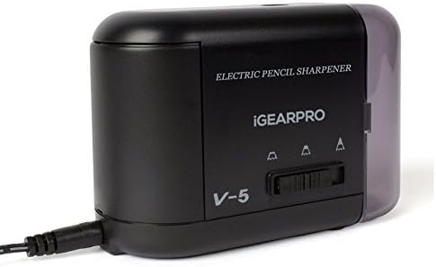 iGearPro Electric Pencil Sharpener with 3 Sharpness Settings - Full Automatic USB Operated - Safe Fast Quiet Sharpening