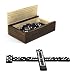 Double 6 Black Dominoes with White Dots in Wooden Case
