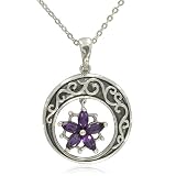 Sterling Silver Celtic Marquise-Shaped Amethyst Pendant, 18.5"