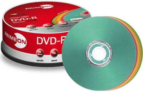 PRIMEON DVD-R 16X 120min / 4,7GB LightScribe Version 1.2 color mix edition 25er Spindel Preisvergleich