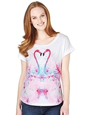 Pure Cotton Mirror Flamingo Print Top
