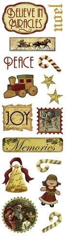 Vintage Christmas Clear Stickers 2.5″X10