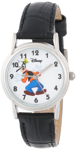 Disney Women's D075S005 Goofy Black Leather Strap Watch
