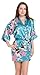 Aibrou Women's Kimono Robes Satin Peacock and Blossoms Silk Nightwear Short Style