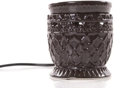 Drake Candles Round with Flowers and Lattice Ceramic Fragrance Warmer, Chocolate, 6-Inch