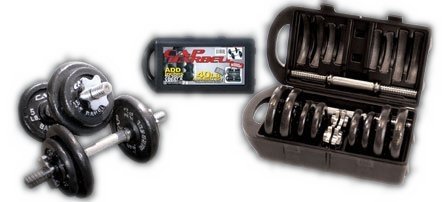 CAP Barbell 40 lb. Adjustable Black Plate Dumbbell Set in Plastic Case
